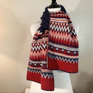 Old Navy Blue Red Chevron Zig Zag Print Scarf
